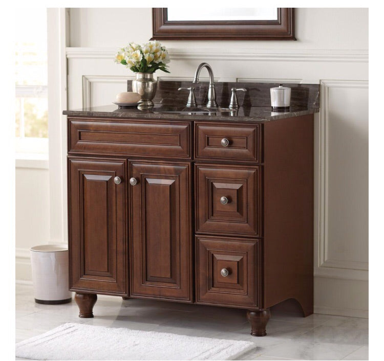 Home Decorators Collection Templin 36 in. W x 22 in. D Bathroom Vanity Cabinet in Coffee
