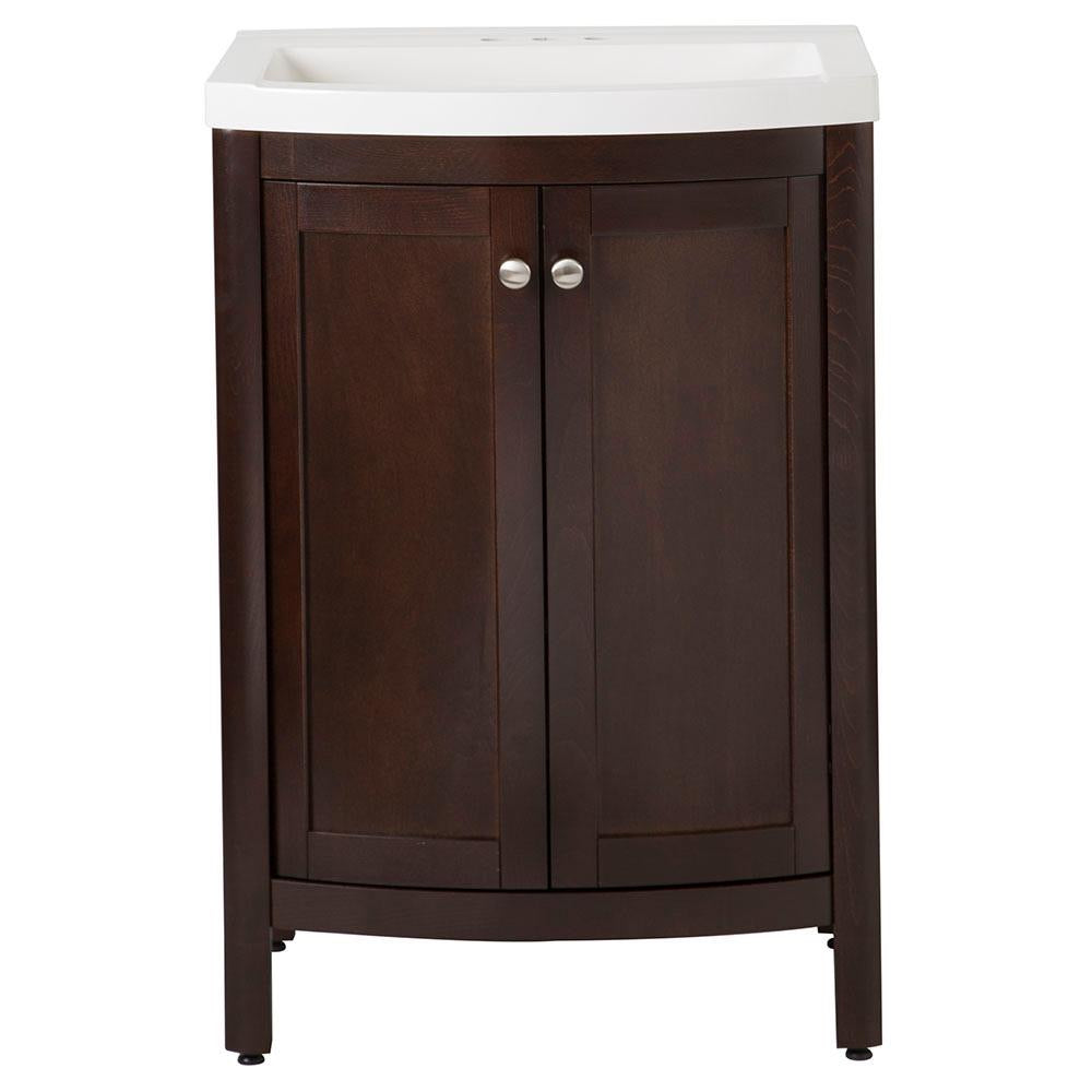 Madeline 24 in. Bath Vanity in Chestnut with Vanity Top in White.