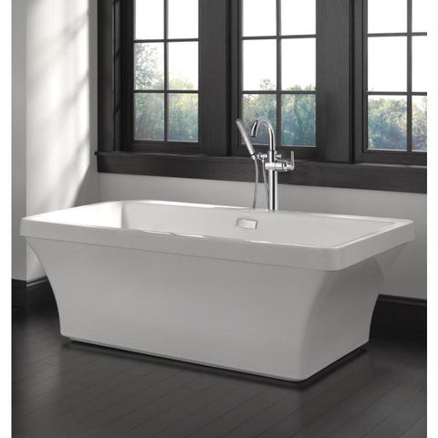 Delta Everly 67 in. Acrylic Flatbottom Bathtub with Integrated Waste and Overflow in White.