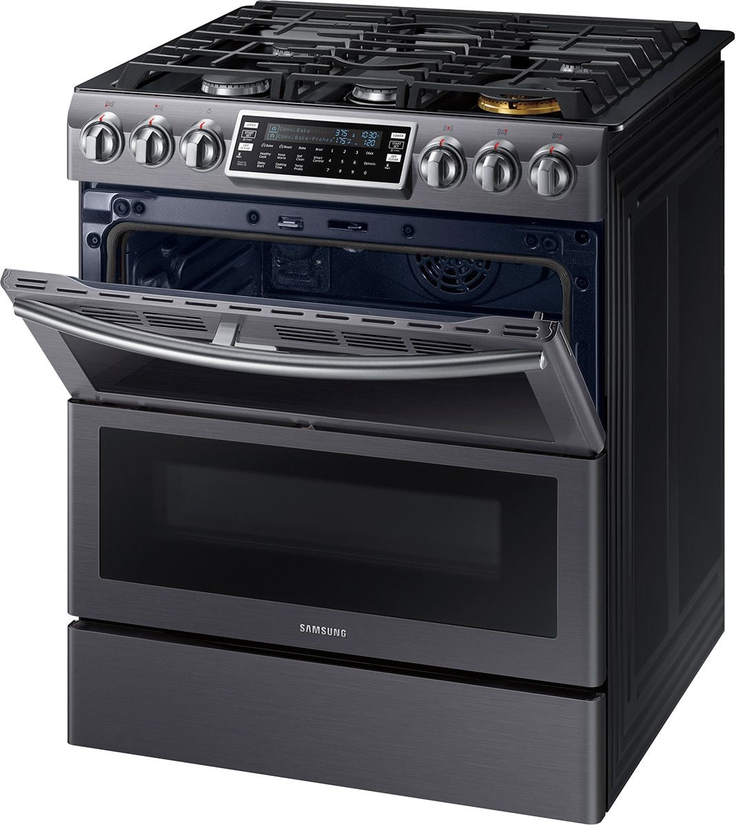 Samsung - Flex Duo™ 5.8 Cu. Ft. Self-Cleaning Fingerprint Resistant Slide-In Gas Convection Range.