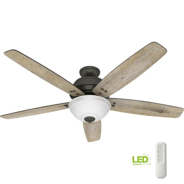 Hunter Reveille 60 in. LED Indoor Noble Bronze reversible Ceiling Fan with Light and Remote