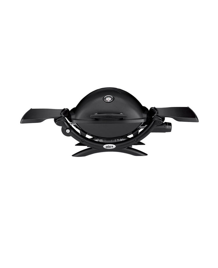 Weber Q-1200 1-Burner Portable Tabletop Propane Gas Grill in Black with Built In Thermometer