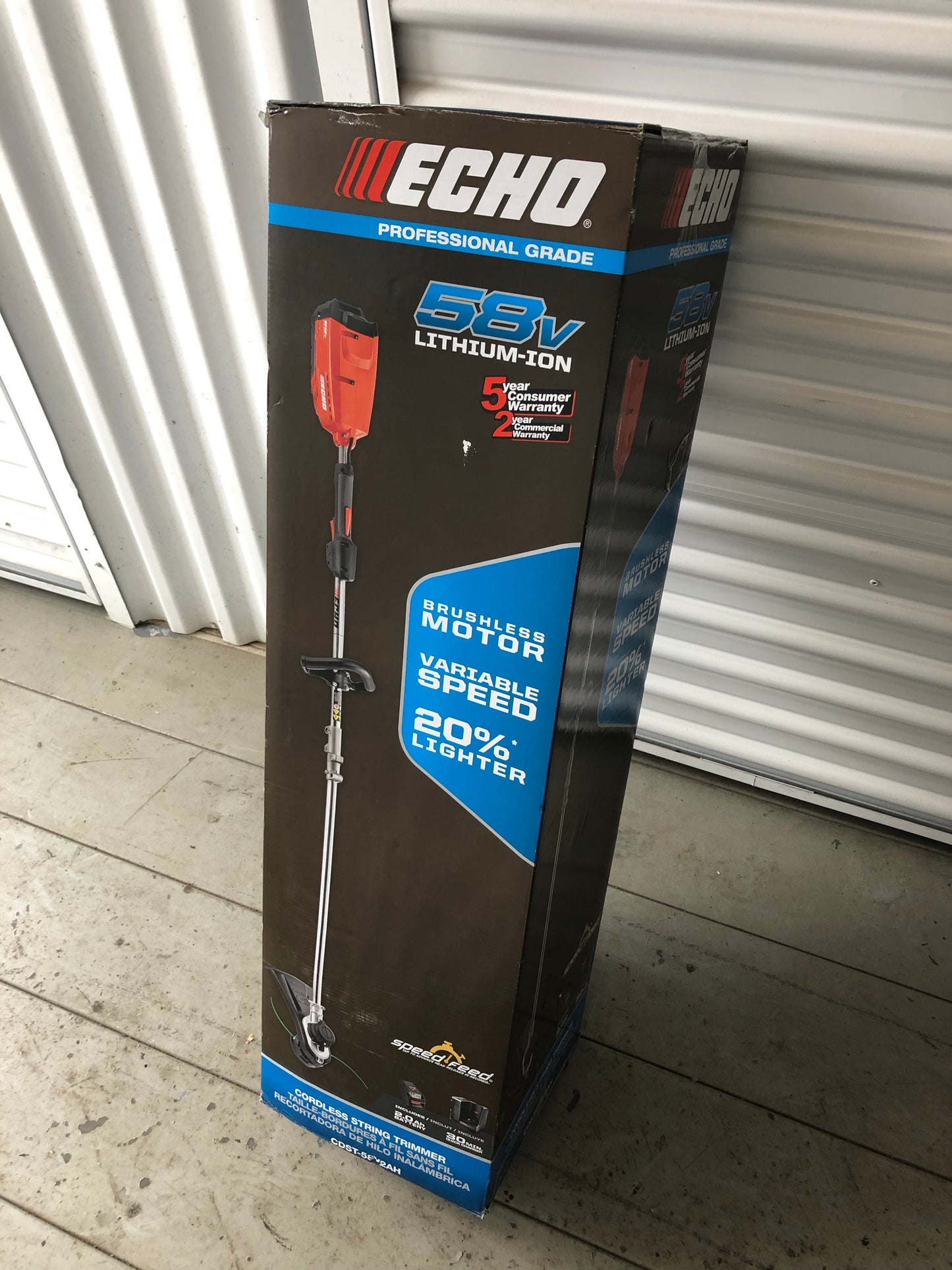 Echo 58-Volt Lithium-Ion Brushless Cordless String Trimmer - 2.0 Ah Battery and Charger Included.