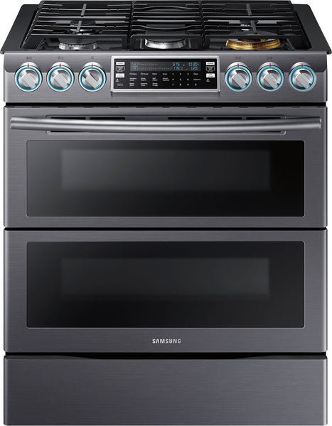 Samsung - Flex Duo™ 5.8 Cu. Ft. Self-Cleaning Fingerprint Resistant Slide-In Gas Convection Range.