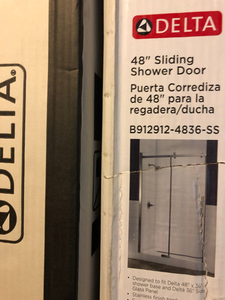 Delta 48 in. x 72 in. Semi-Framed Sliding Glass Shower Door in Stainless.