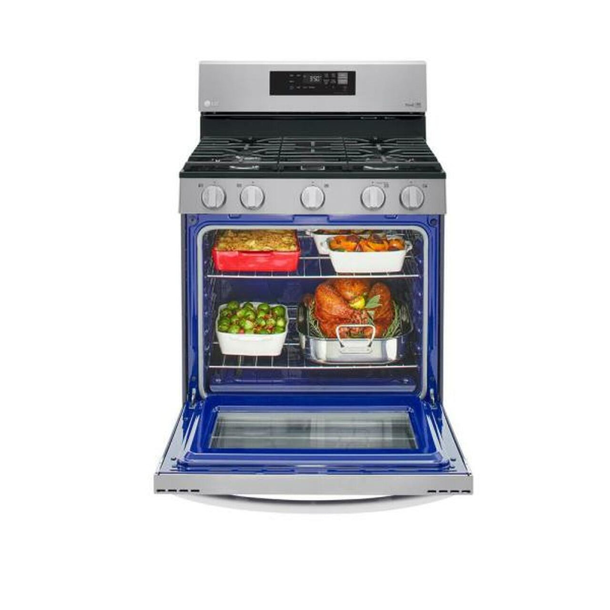 LG 5.8 cu. ft. Smart Wi-Fi Enabled Fan Convection Gas Single Oven Range with AirFry and EasyClean in Stainless Steel