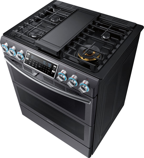 Samsung - Flex Duo™ 5.8 Cu. Ft. Self-Cleaning Fingerprint Resistant Slide-In Gas Convection Range.