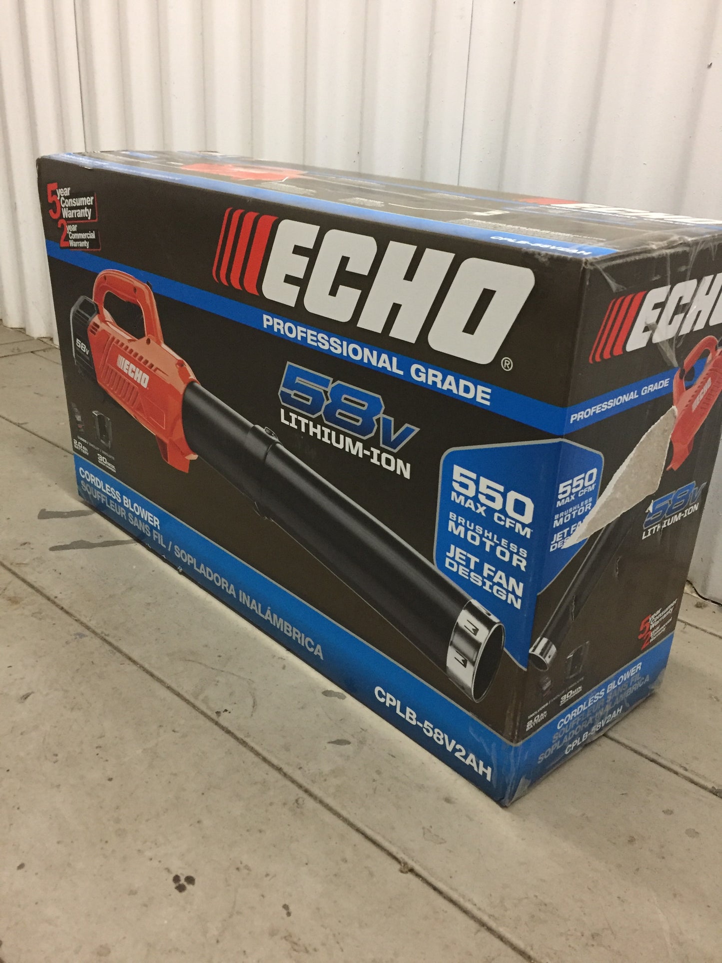 Echo 145 MPH 550 CFM Variable-Speed Turbo 58-Volt Brushless Lithium-Ion Cordless Blower 2.0 Ah Battery and Charger Included. Model:CPLB-58V2AH