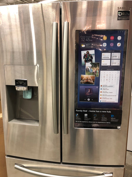 Samsung  24.2 cu. ft. Family Hub French Door Smart Refrigerator in Stainless Steel.