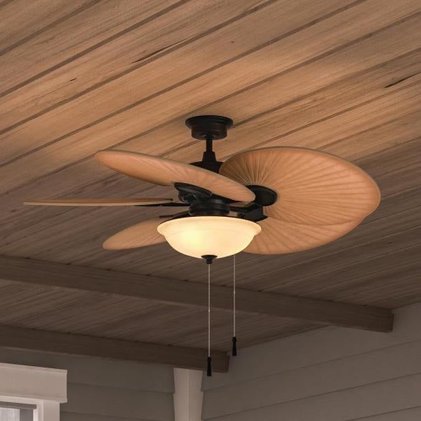 Hampton Bay Havana 48 in. LED Indoor/Outdoor Natural Iron Ceiling Fan with Light Kit