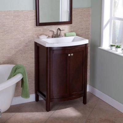 Madeline 24 in. Bath Vanity in Chestnut with Vanity Top in White.